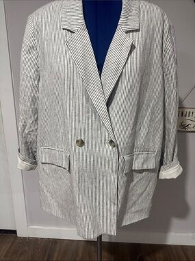 Old Navy Striped Blazer Jacket - White and Navy